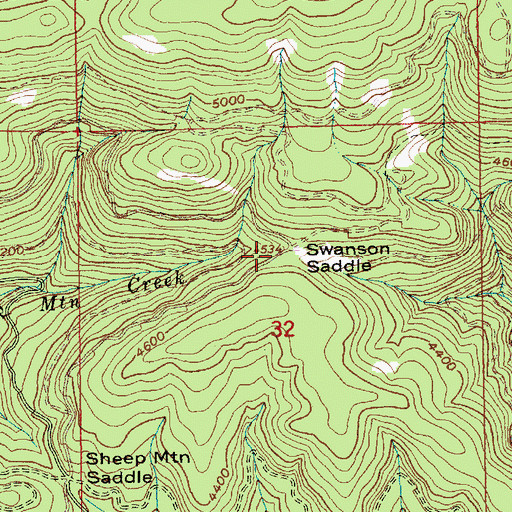 Topographic Map of Swanson Saddle, ID