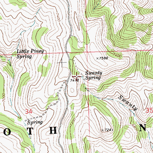 Topographic Map of Swanty Spring, ID