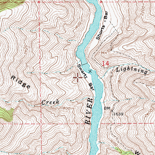 Topographic Map of Swartz Bar, ID