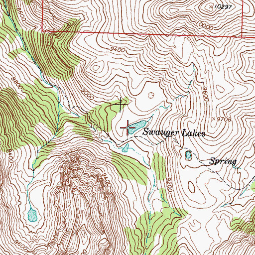 Topographic Map of Swauger Lakes, ID
