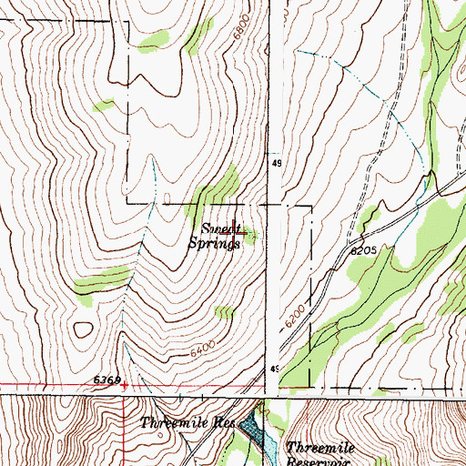 Topographic Map of Sweat Springs, ID