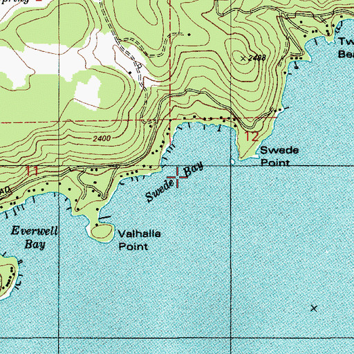 Topographic Map of Swede Bay, ID