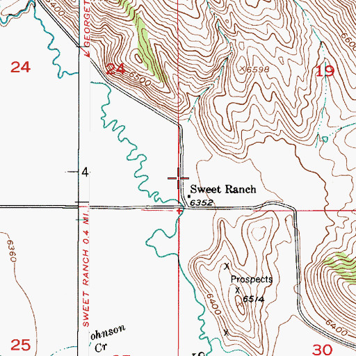 Topographic Map of Sweet Ranch, ID