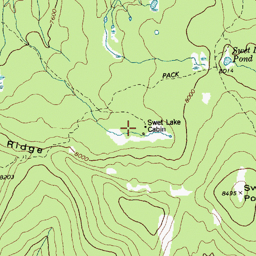 Topographic Map of Swet Lake Cabin, ID