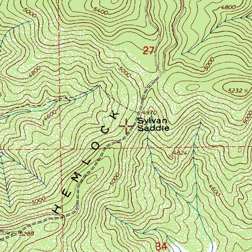 Topographic Map of Sylvan Saddle, ID