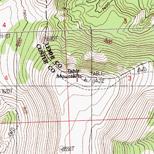 Topographic Map of Table Mountain, ID