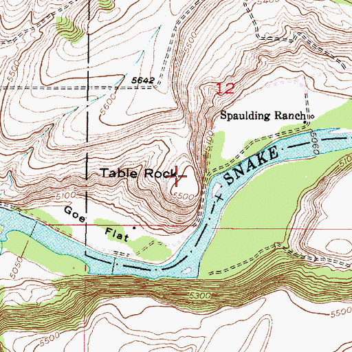 Topographic Map of Table Rock, ID
