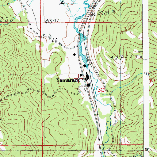 Topographic Map of Tamarack, ID