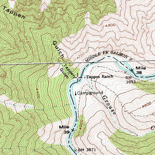 Topographic Map of Tappan Ranch, ID