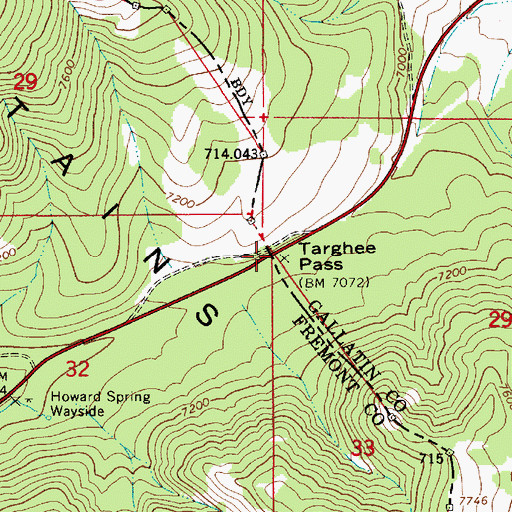 Topographic Map of Targhee Pass, ID