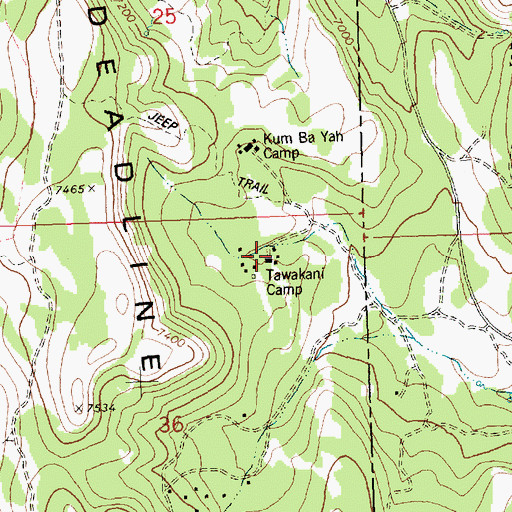 Topographic Map of Tawakani Camp, ID