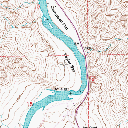 Topographic Map of Taylor Bar, ID