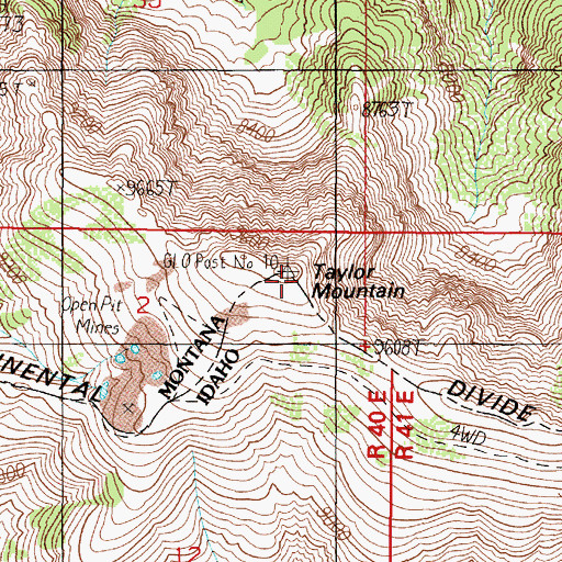 Topographic Map of Taylor Mountain, ID