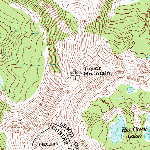 Topographic Map of Taylor Mountain, ID