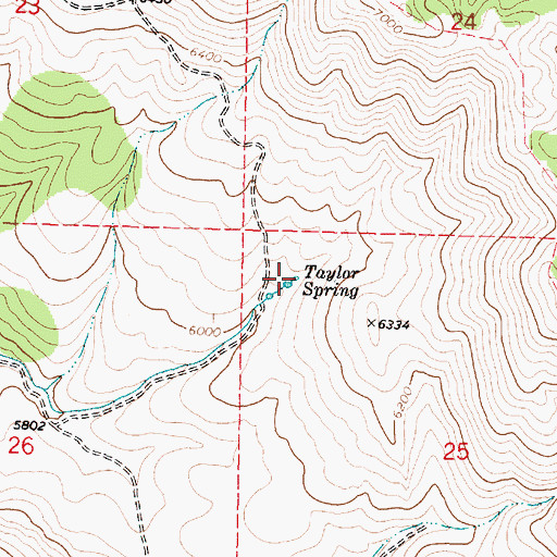 Topographic Map of Taylor Spring, ID