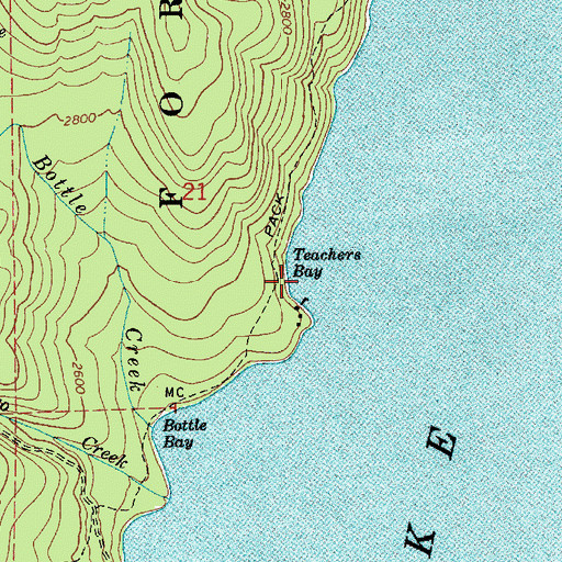 Topographic Map of Teachers Bay, ID