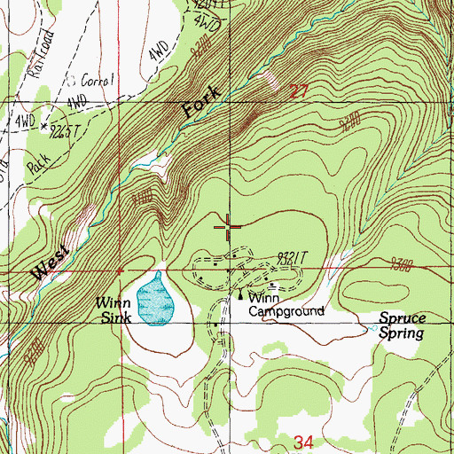 Topographic Map of Winn Campground, AZ