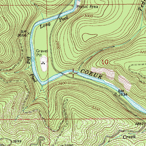 Topographic Map of Teddy Creek, ID