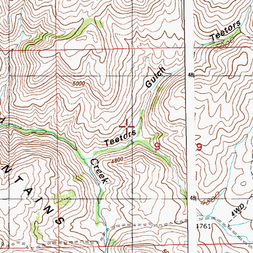 Topographic Map of Teetors Gulch, ID