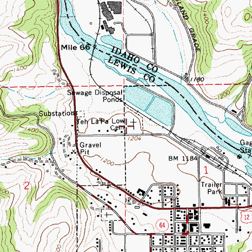 Topographic Map of Teh LaPa Low Cemetery, ID