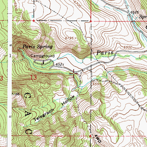 Topographic Map of Telegraph Hollow, ID