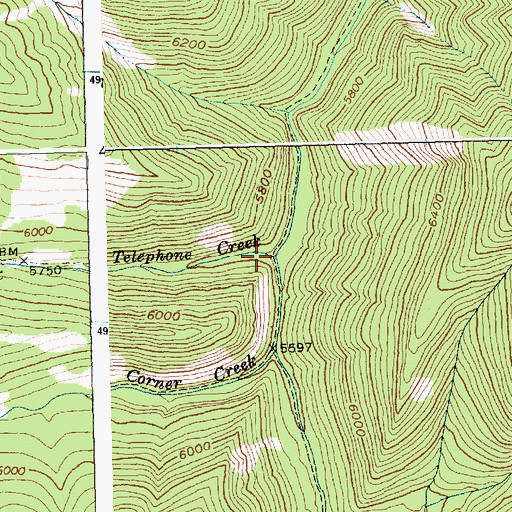 Topographic Map of Telephone Creek, ID