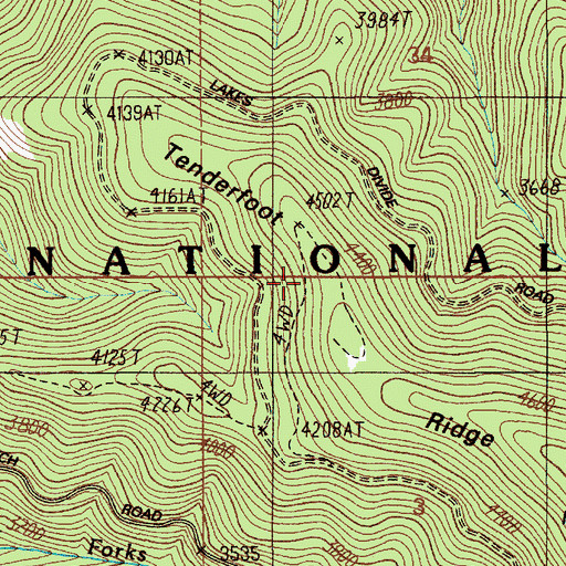 Topographic Map of Tenderfoot Ridge, ID