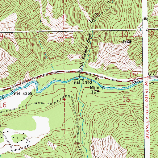 Topographic Map of Tenmile Creek, ID