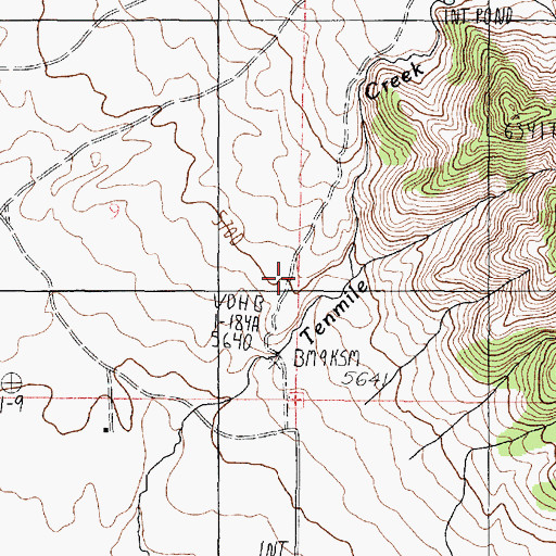 Topographic Map of Tenmile Creek, ID