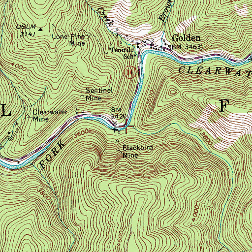 Topographic Map of Tenmile Creek, ID