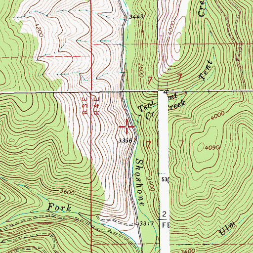 Topographic Map of Tent Creek, ID