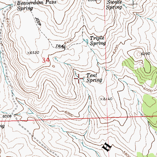 Topographic Map of Tent Spring, ID