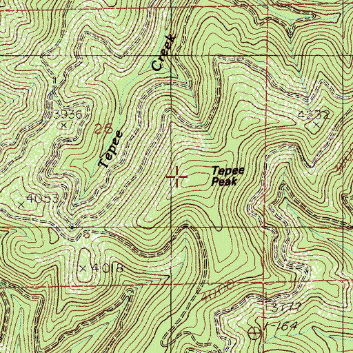 Topographic Map of Tepee Peak, ID