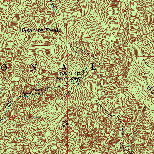 Topographic Map of Bear Springs Trail One Hundred Ten, AZ