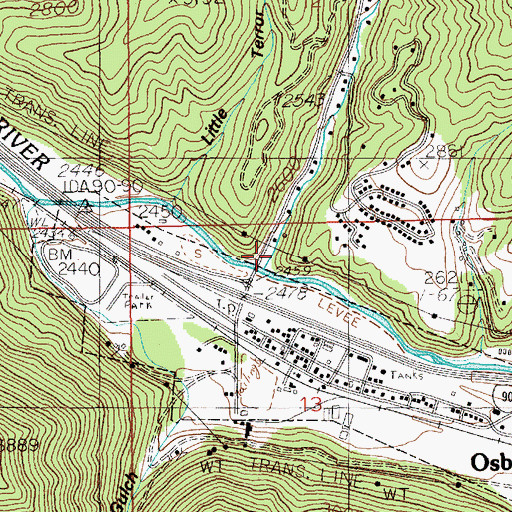 Topographic Map of Terror Gulch, ID