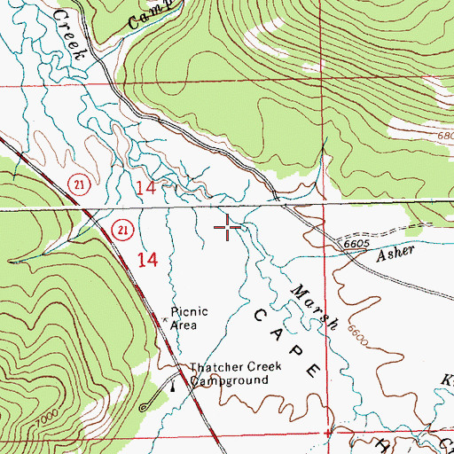 Topographic Map of Thatcher Creek, ID