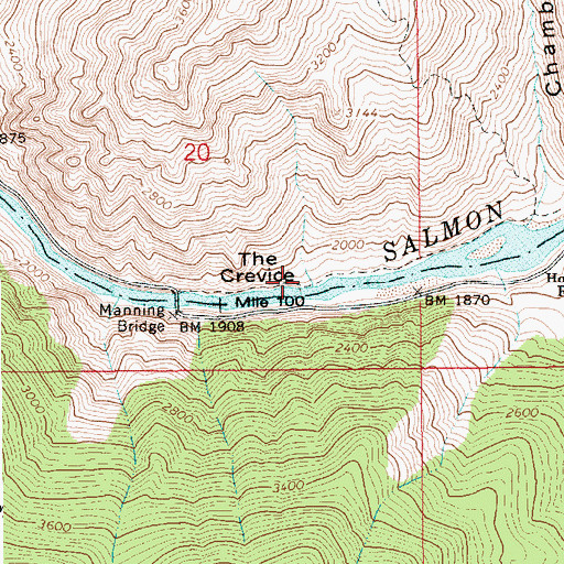 Topographic Map of The Crevice, ID
