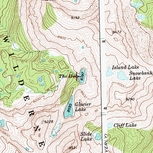 Topographic Map of The Hole, ID
