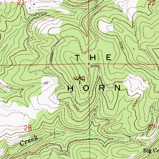 Topographic Map of The Horn, ID