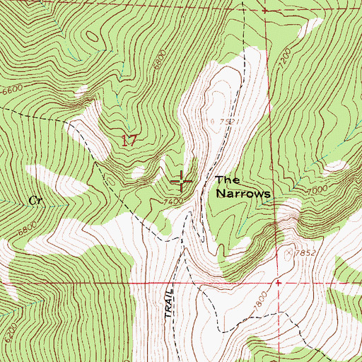 Topographic Map of The Narrows, ID