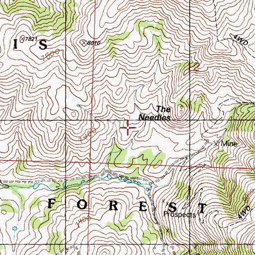 Topographic Map of The Needles, ID