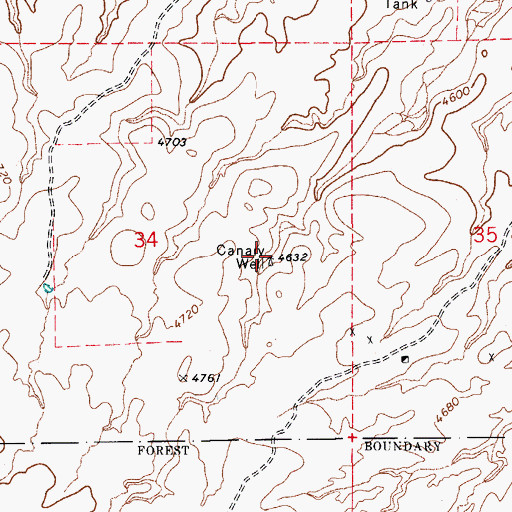 Topographic Map of Canary Well, AZ