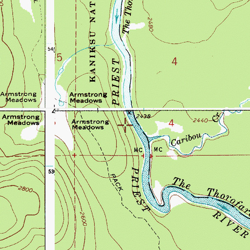 Topographic Map of The Thorofare, ID