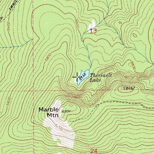 Topographic Map of Theriault Lake, ID