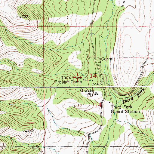 Topographic Map of Third Fork Project Camp, ID
