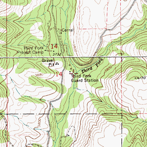 Topographic Map of Third Fork Squaw Creek, ID