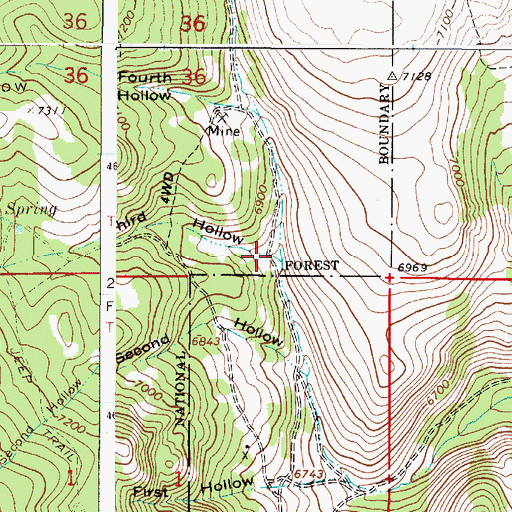 Topographic Map of Third Hollow, ID