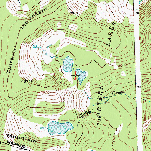 Topographic Map of Thirteen Lakes, ID