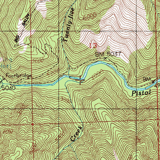 Topographic Map of Thirty-two Creek, ID