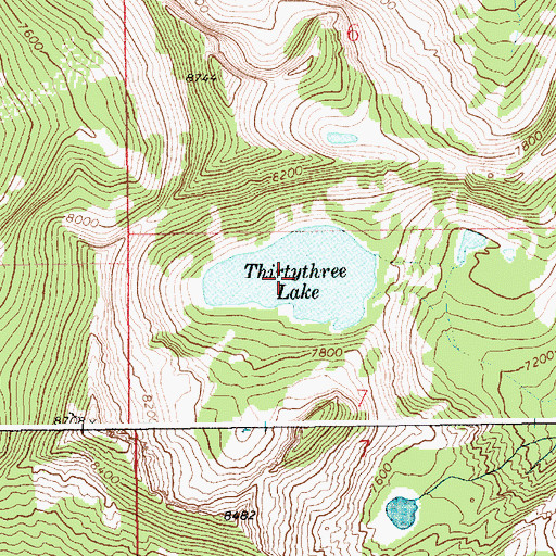 Topographic Map of Thirtythree Lake, ID